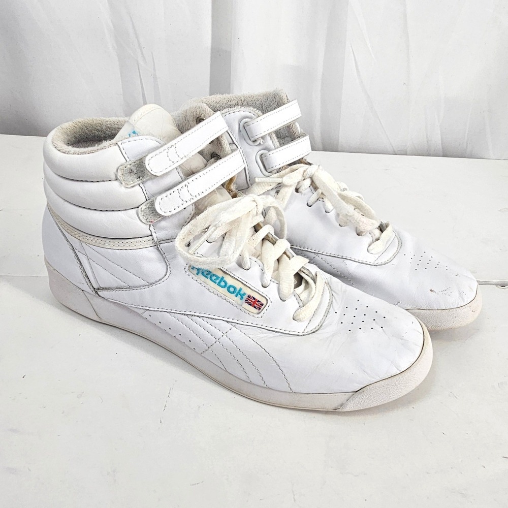 Reebok Freestyle Hi top White Leather High Top Sneakers 2240 Womens 8.5 classics - Picture 9 of 12